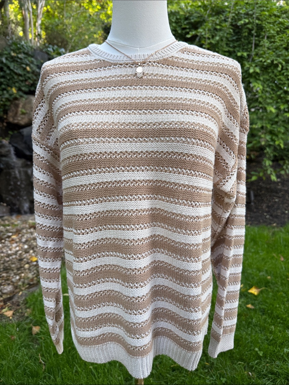 JOSEPH A STRIPED KNIT LIGHTWEIGHT SUMMER SWEATER - M 🌻☀️